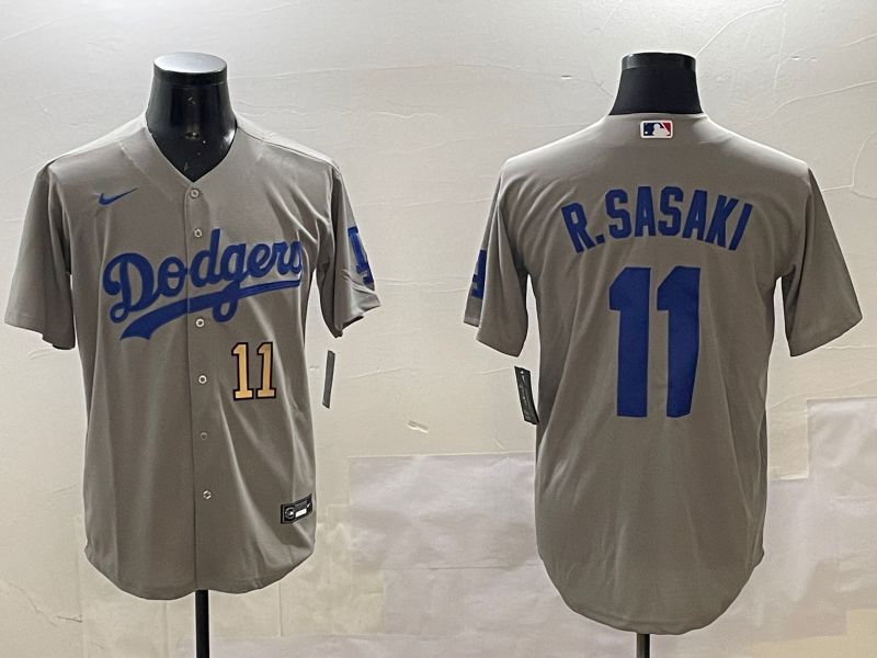 Men Los Angeles Dodgers #11 R.Sasaki Grey Game 2025 Nike MLB Jersey style 11->los angeles dodgers->MLB Jersey